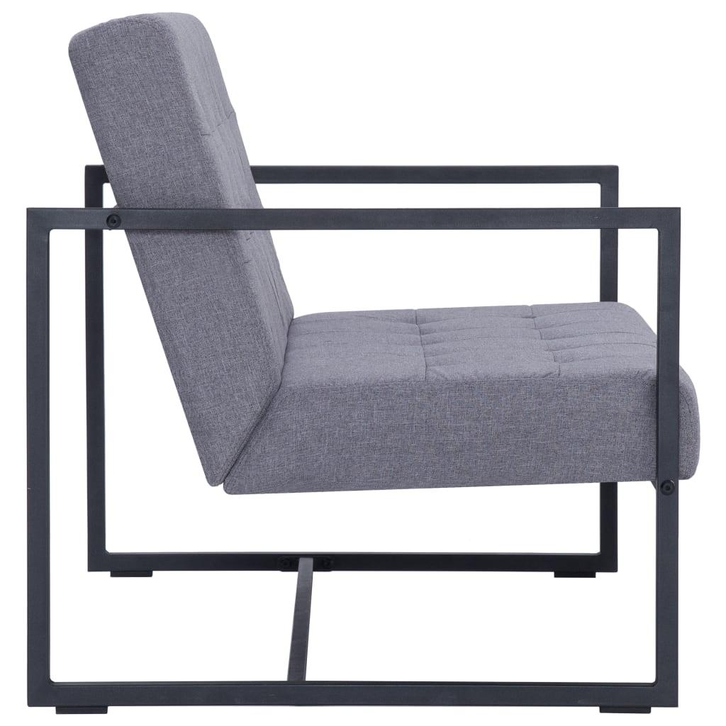 2-Seater Sofa with Armrests Light Gray Steel and Fabric at Set Shop and Smile