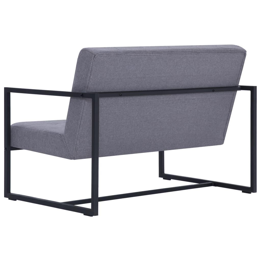2-Seater Sofa with Armrests Light Gray Steel and Fabric at Set Shop and Smile