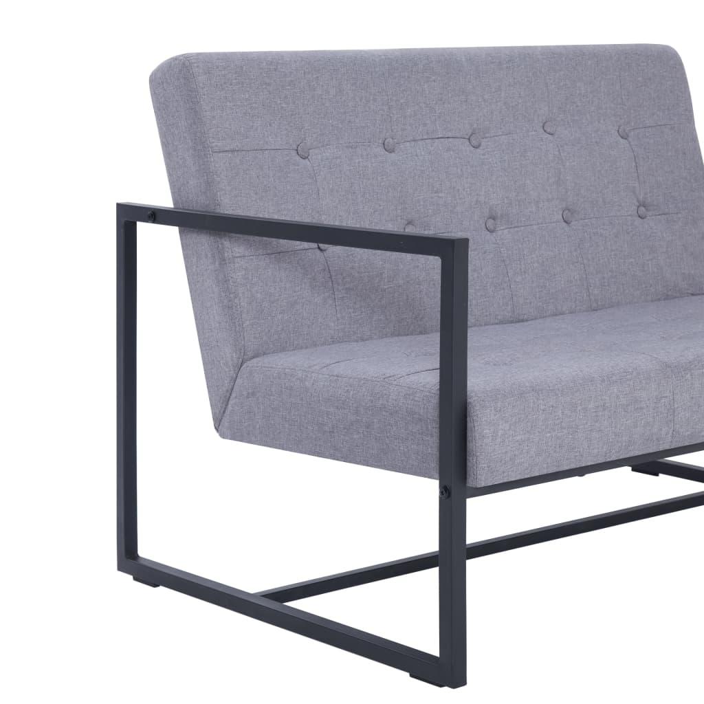 2-Seater Sofa with Armrests Light Gray Steel and Fabric at Set Shop and Smile