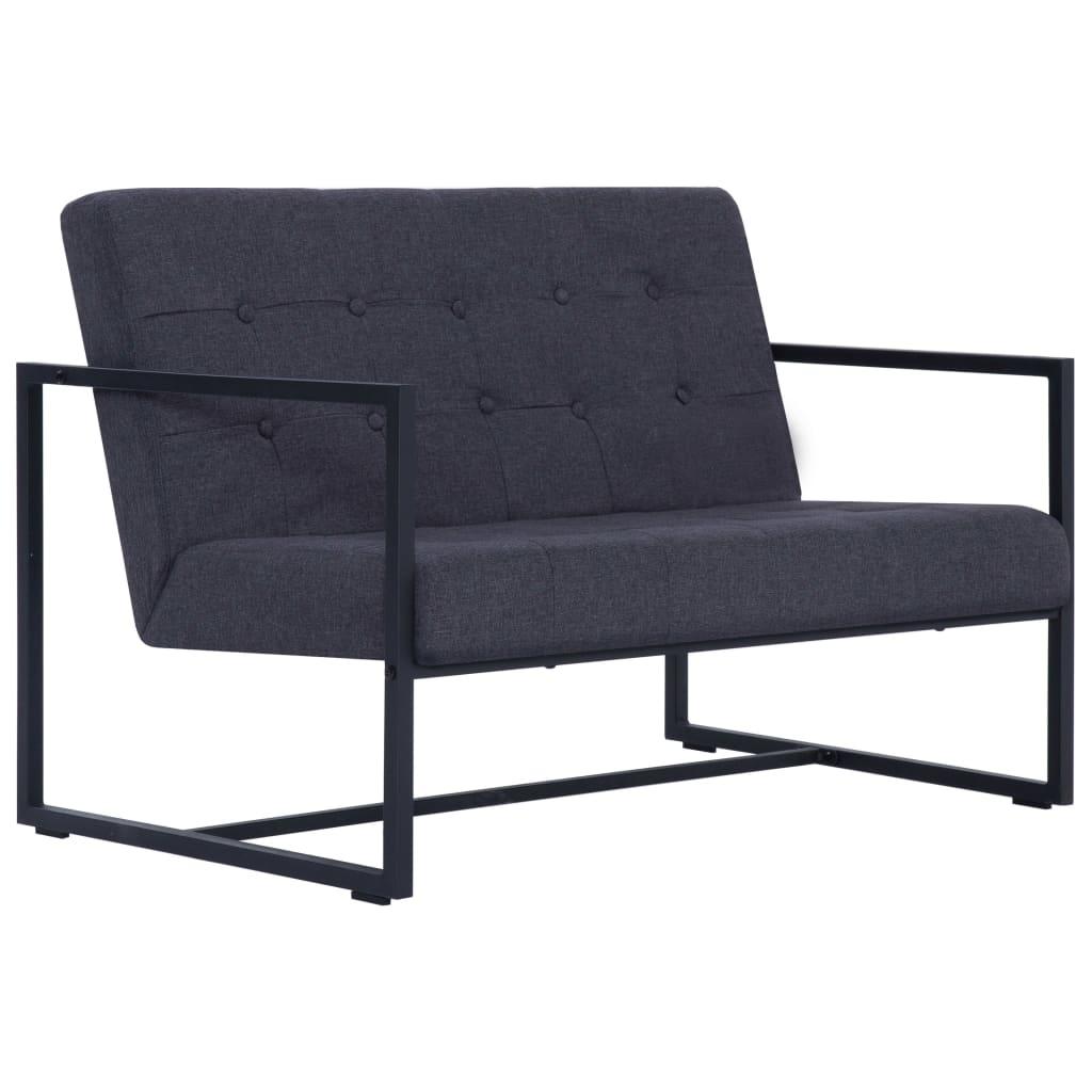 2-Seater Sofa with Armrests Dark Gray Steel and Fabric at Set Shop and Smile