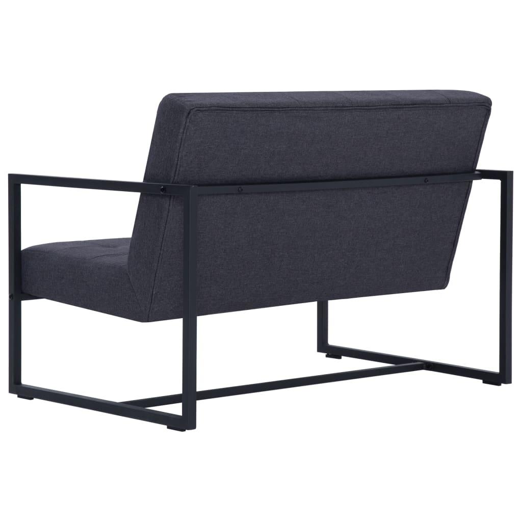2-Seater Sofa with Armrests Dark Gray Steel and Fabric at Set Shop and Smile
