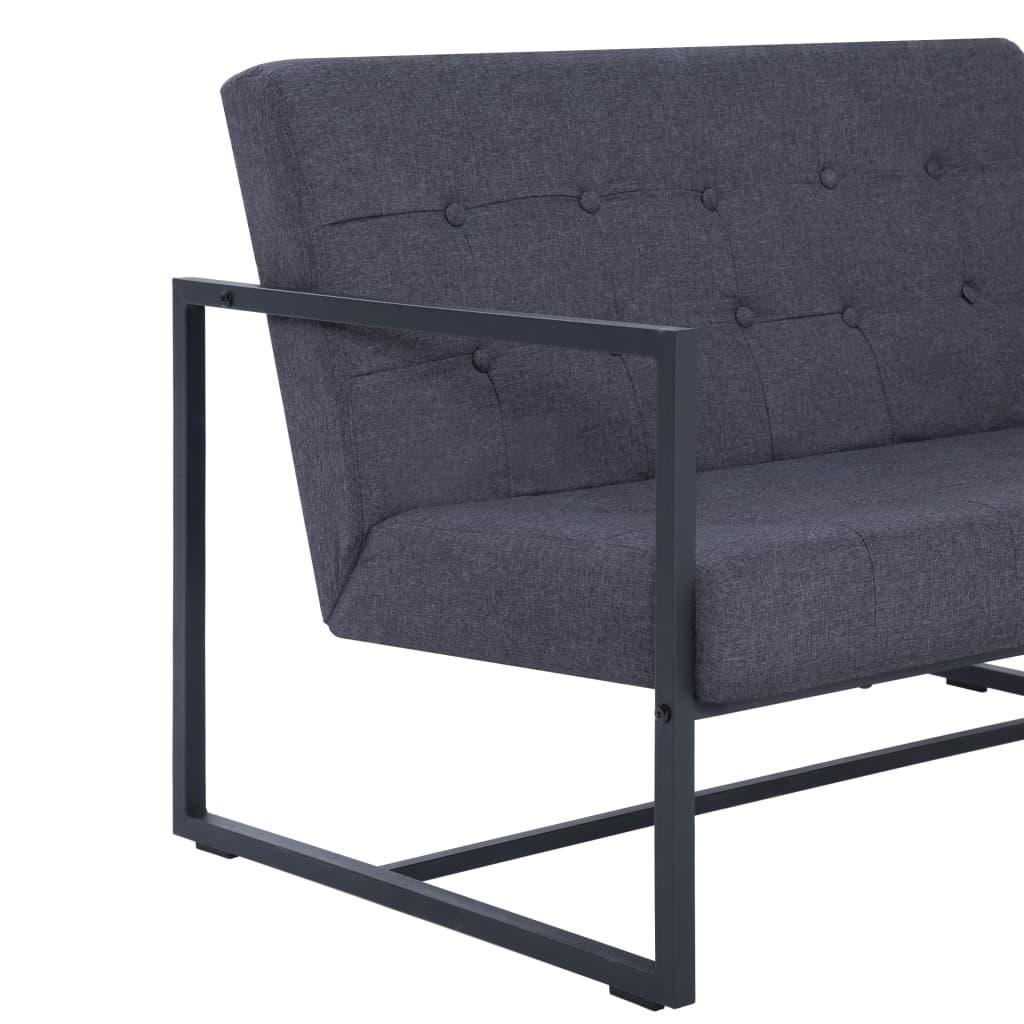 2-Seater Sofa with Armrests Dark Gray Steel and Fabric at Set Shop and Smile