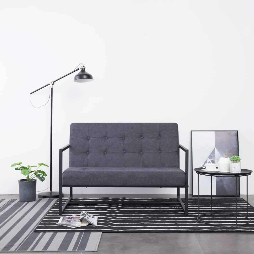 2-Seater Sofa with Armrests Dark Gray Steel and Fabric at Set Shop and Smile