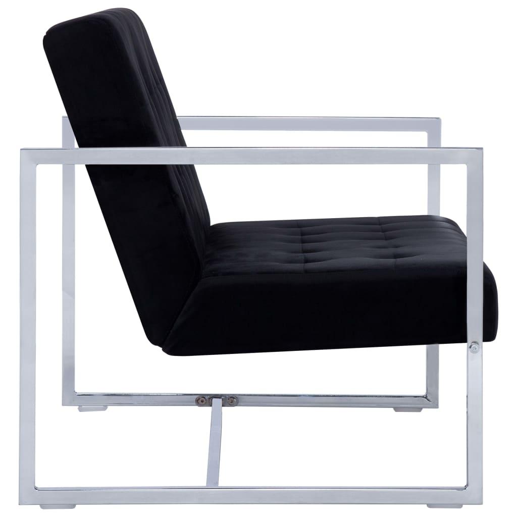2-Seater Sofa with Armrests Black Chrome and Velvet at Set Shop and Smile