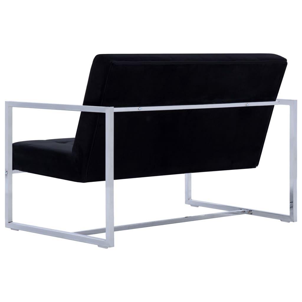 2-Seater Sofa with Armrests Black Chrome and Velvet at Set Shop and Smile