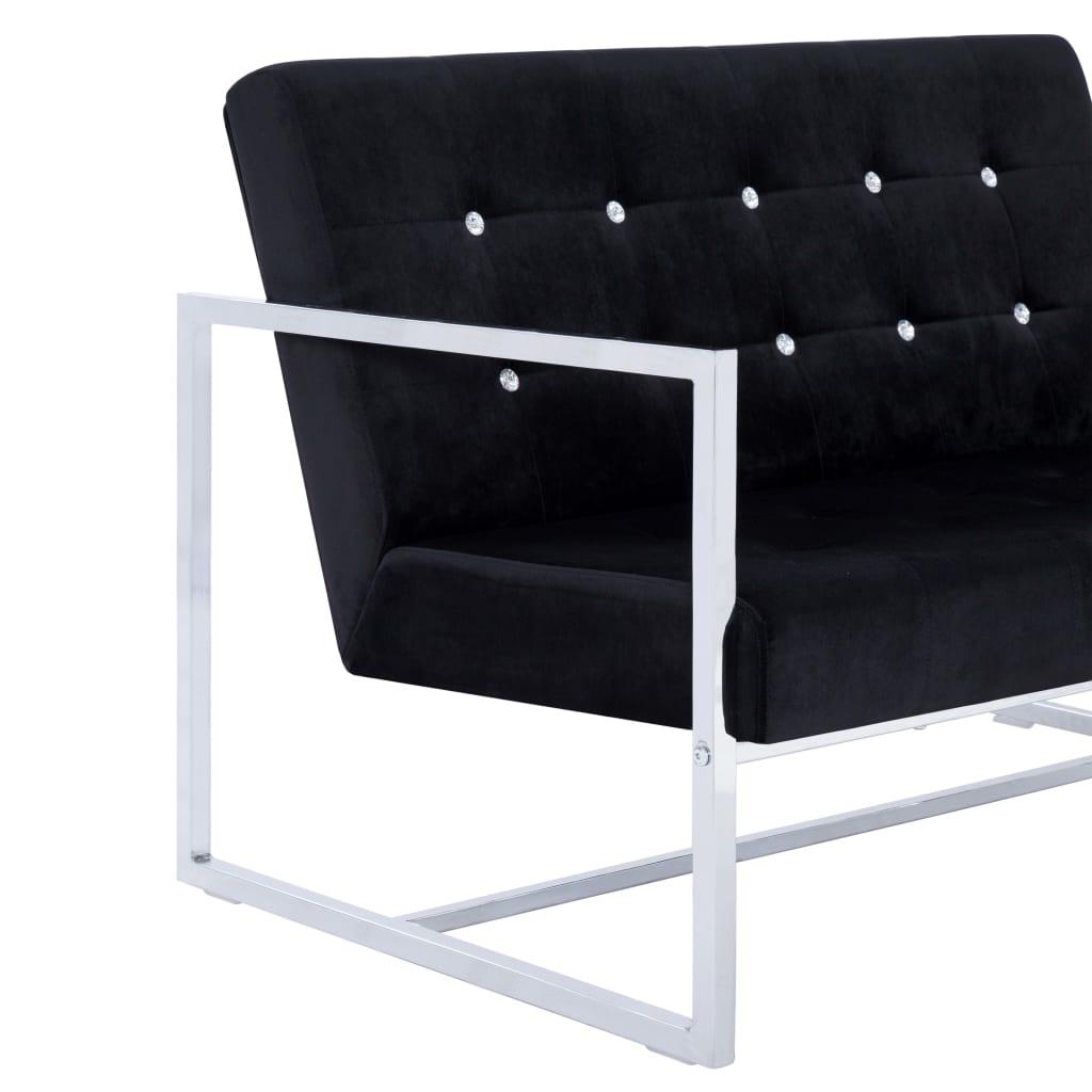 2-Seater Sofa with Armrests Black Chrome and Velvet at Set Shop and Smile