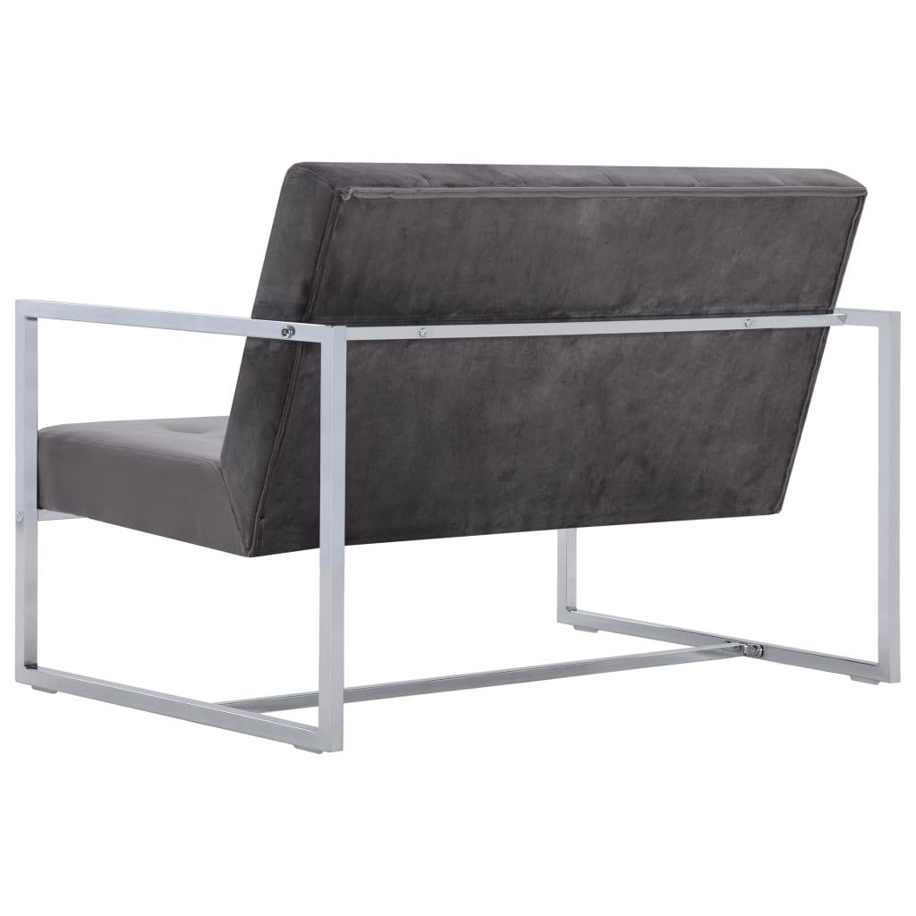 2-Seater Sofa with Armrests Dark Gray Chrome and Velvet at Set Shop and Smile