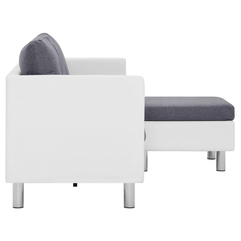 3-Seater Sofa with Cushions White Faux Leather at Set Shop and Smile