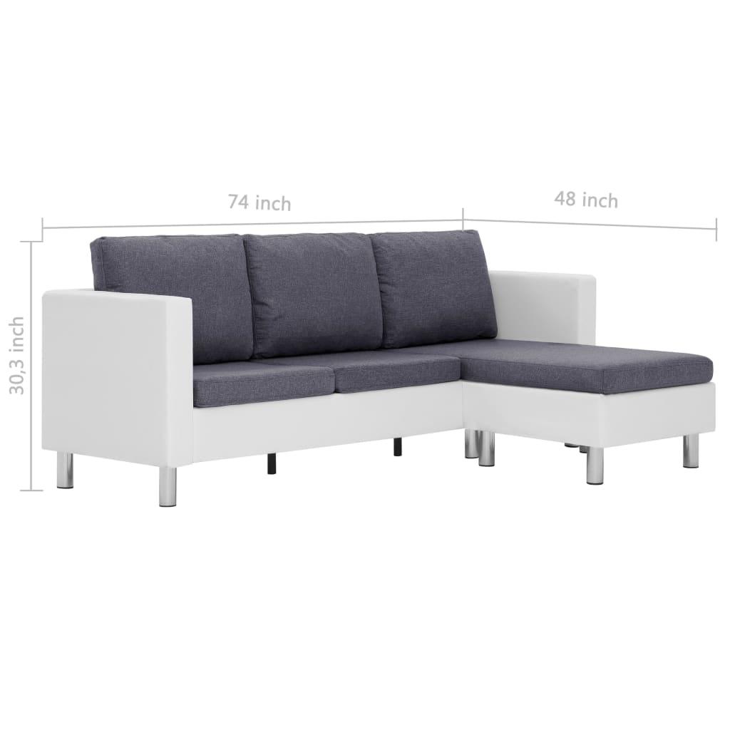 3-Seater Sofa with Cushions White Faux Leather at Set Shop and Smile