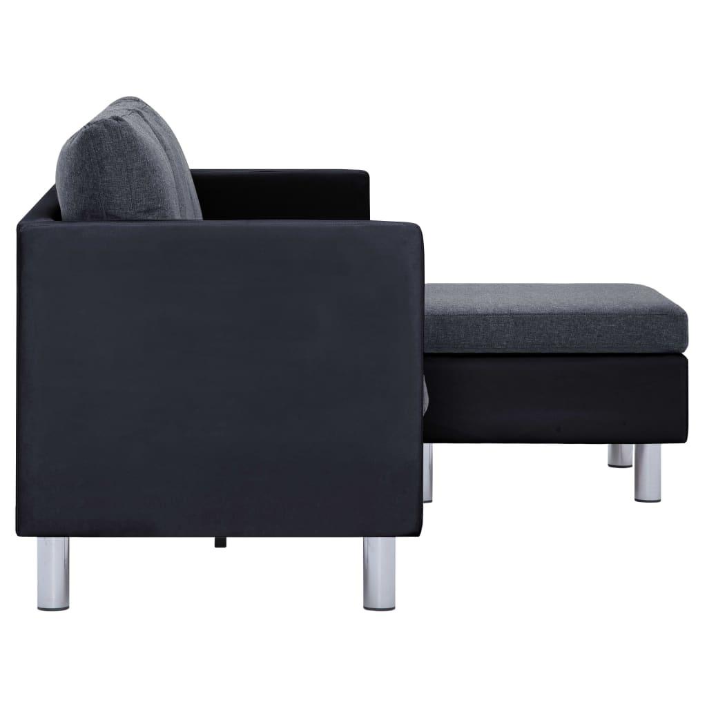 3-Seater Sofa with Cushions Black Faux Leather at Set Shop and Smile