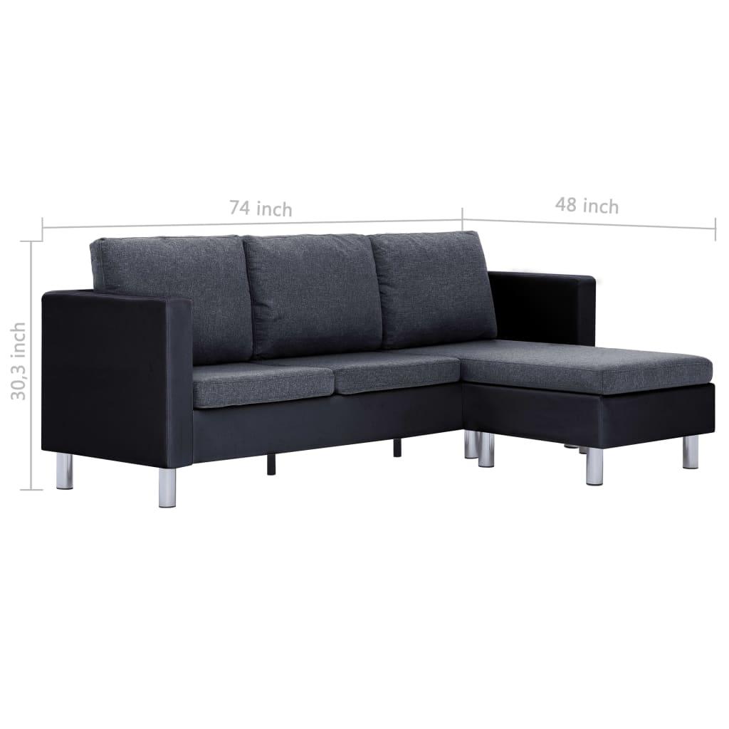 3-Seater Sofa with Cushions Black Faux Leather at Set Shop and Smile