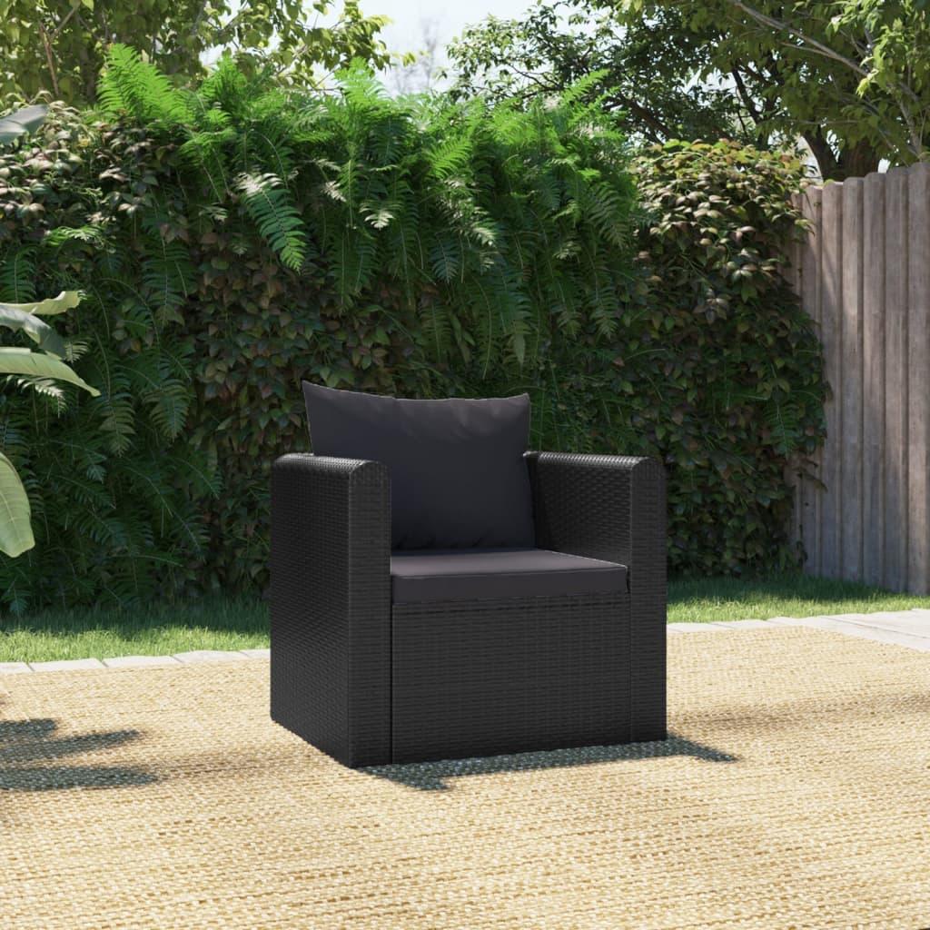 Single Sofa with Cushions Poly Rattan Black at Set Shop and Smile