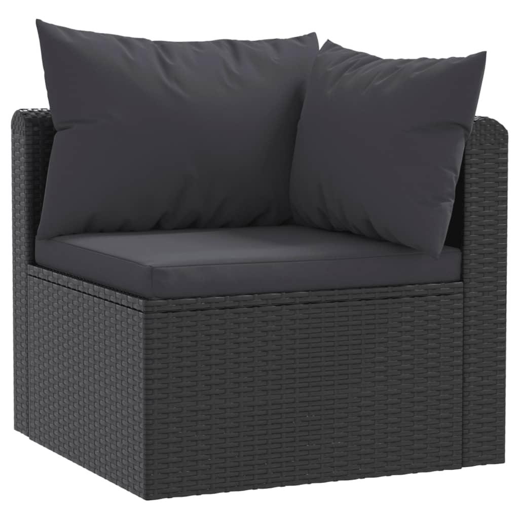 2 Piece Patio Sofa Set with Cushions Poly Rattan Black at Set Shop and Smile