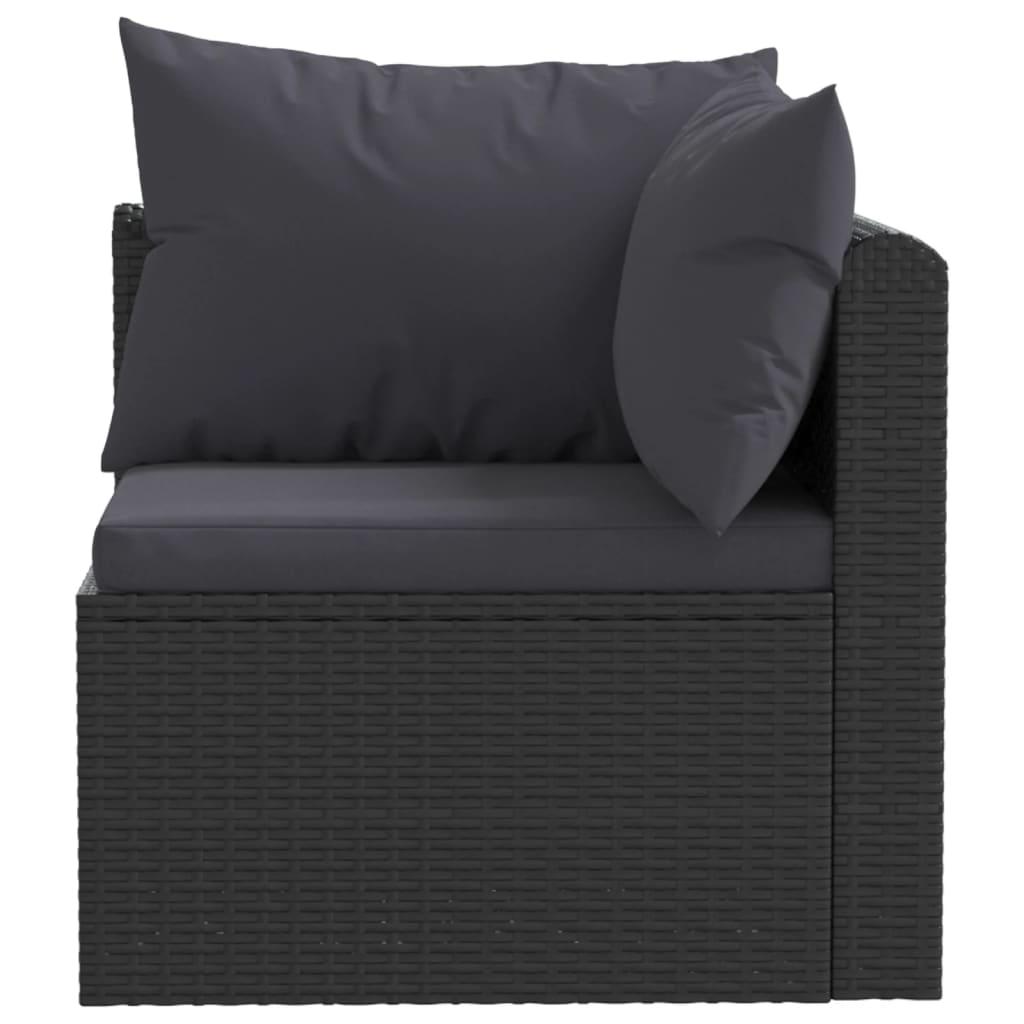 2 Piece Patio Sofa Set with Cushions Poly Rattan Black at Set Shop and Smile