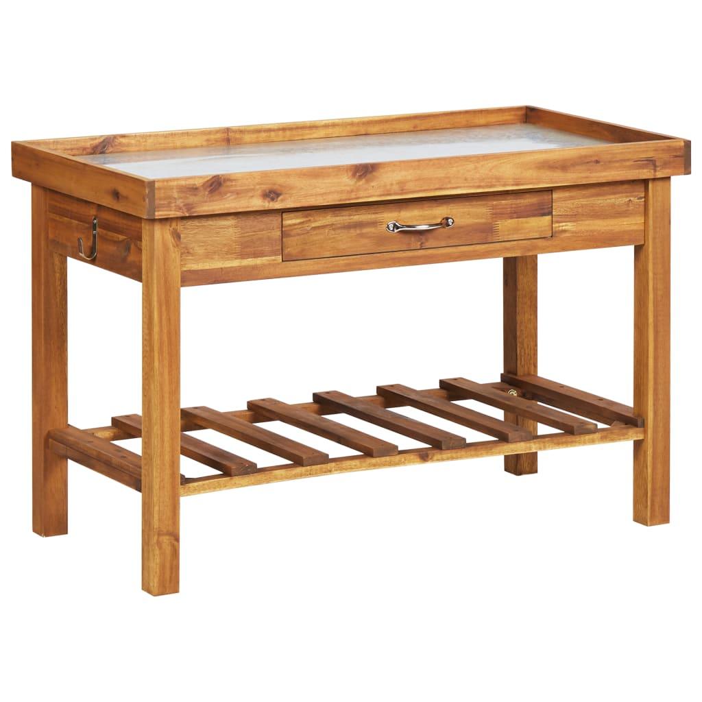 Garden Work Bench with Zinc Top Solid Acacia Wood at Set Shop and Smile