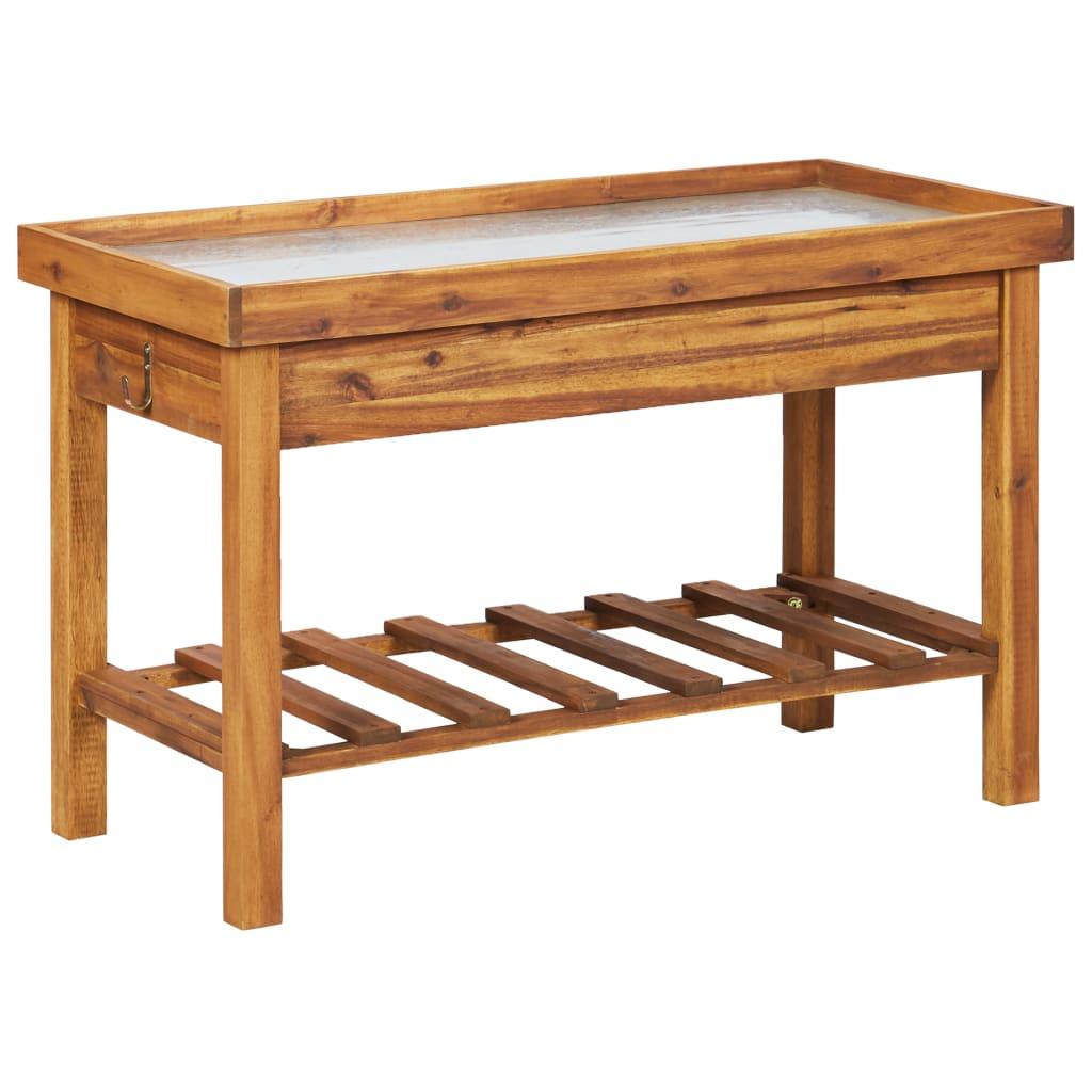 Garden Work Bench with Zinc Top Solid Acacia Wood at Set Shop and Smile