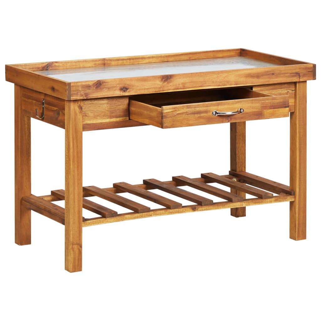 Garden Work Bench with Zinc Top Solid Acacia Wood at Set Shop and Smile