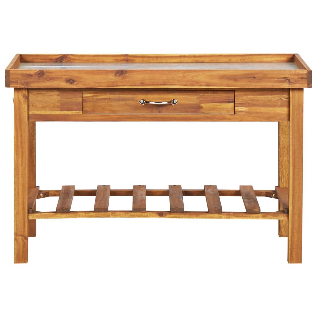 Garden Work Bench with Zinc Top Solid Acacia Wood at Set Shop and Smile