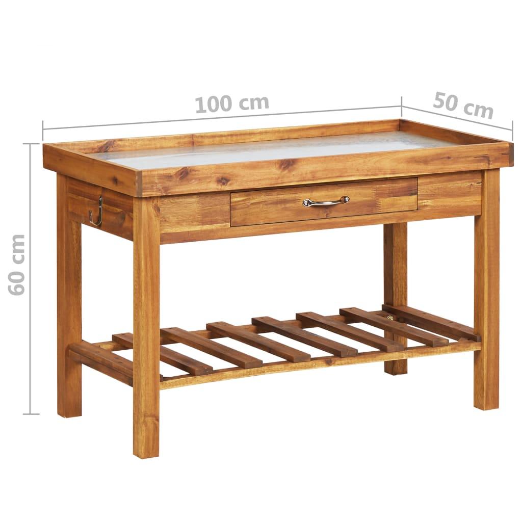 Garden Work Bench with Zinc Top Solid Acacia Wood at Set Shop and Smile