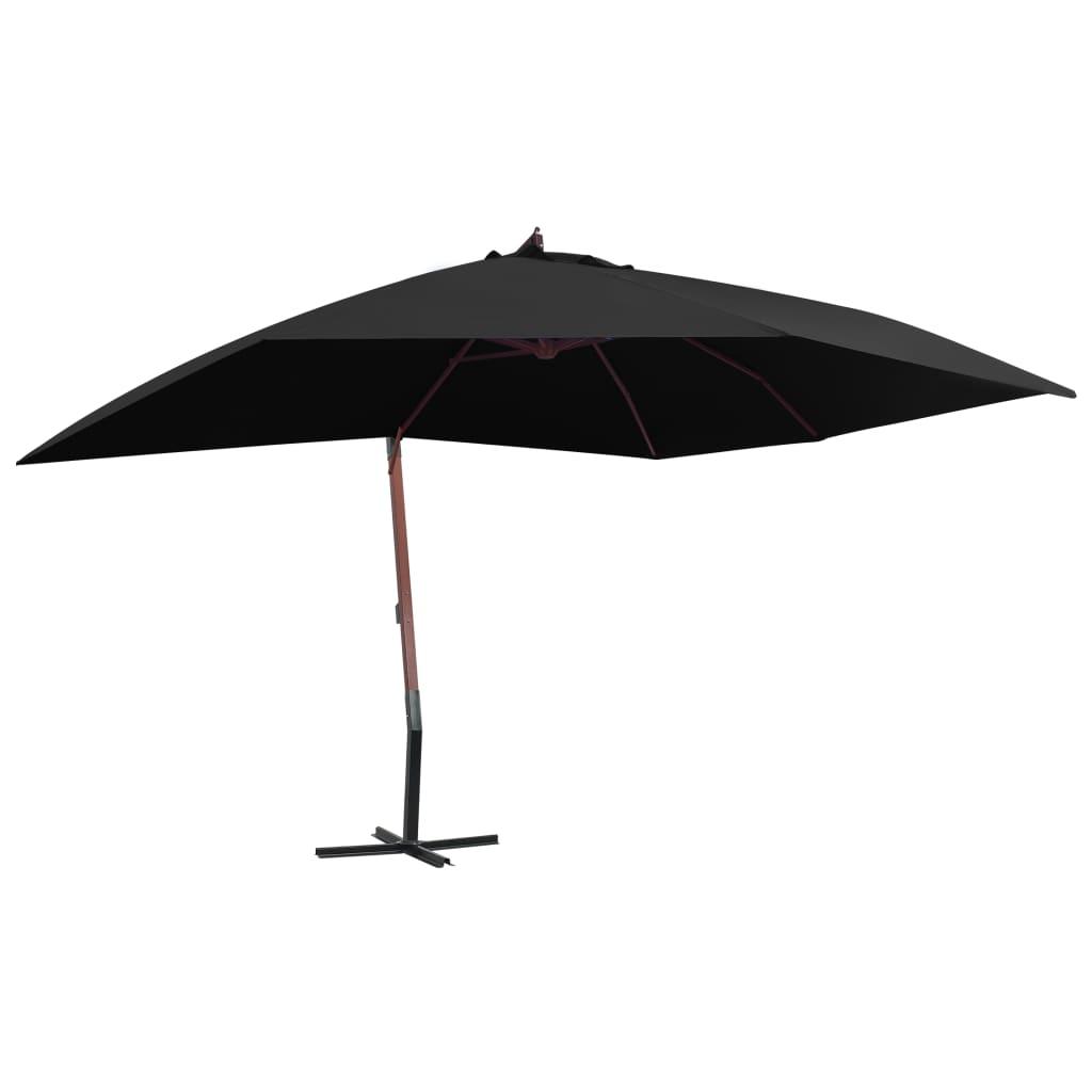 Hanging Parasol with Wooden Pole 157.5"x118.1" Black at Set Shop and Smile