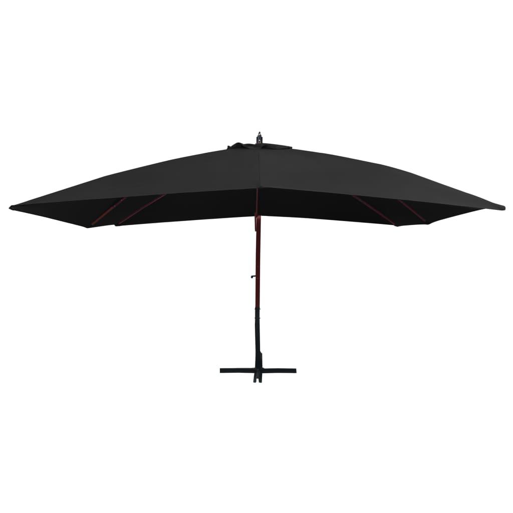 Hanging Parasol with Wooden Pole 157.5"x118.1" Black at Set Shop and Smile
