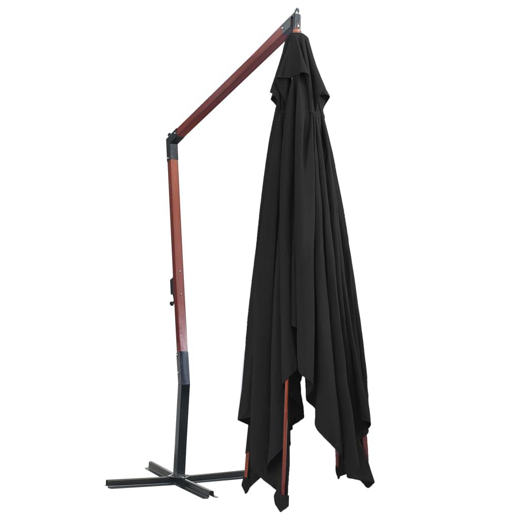 Hanging Parasol with Wooden Pole 157.5"x118.1" Black at Set Shop and Smile