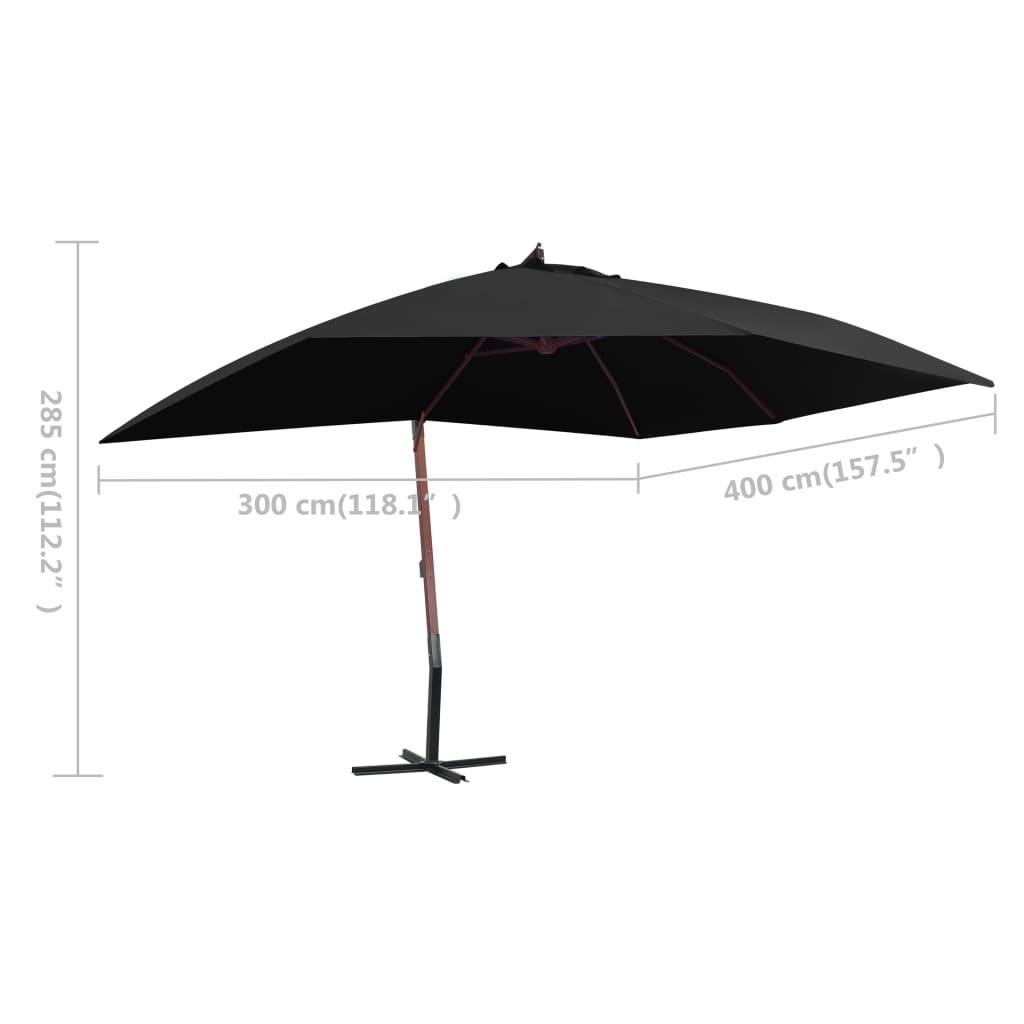 Hanging Parasol with Wooden Pole 157.5"x118.1" Black at Set Shop and Smile