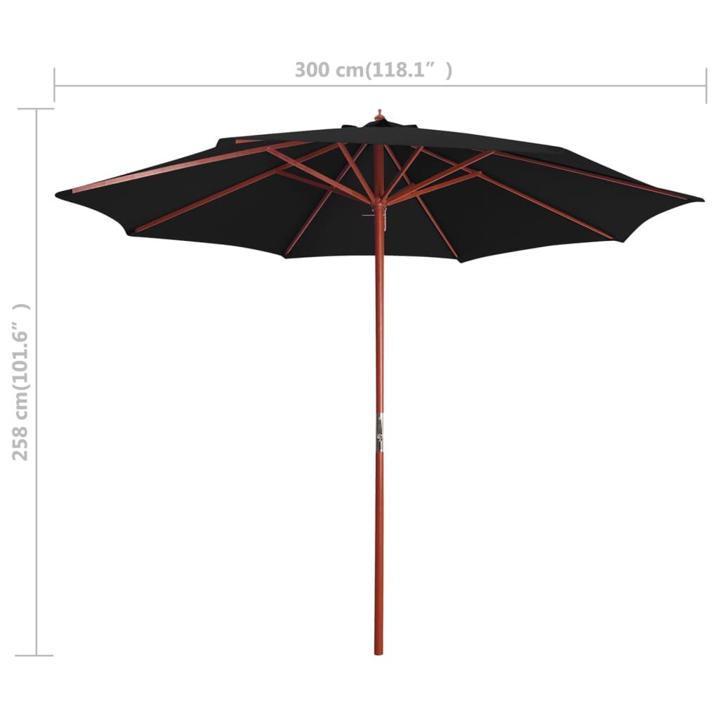 Parasol with Wooden Pole 118.1"x101.6" Black at Set Shop and Smile