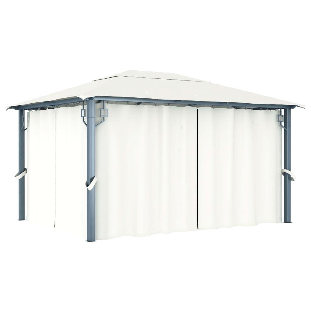 Gazebo with Curtain 157.5"x118.1" Cream Aluminum at Set Shop and Smile