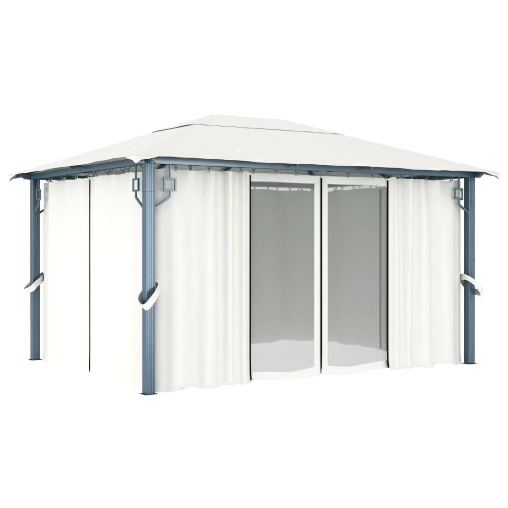 Gazebo with Curtain 157.5"x118.1" Cream Aluminum at Set Shop and Smile