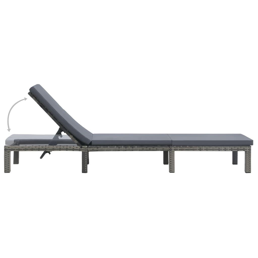 Sun Lounger with Cushion Poly Rattan Anthracite at Set Shop and Smile