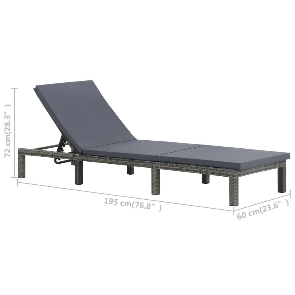Sun Lounger with Cushion Poly Rattan Anthracite at Set Shop and Smile