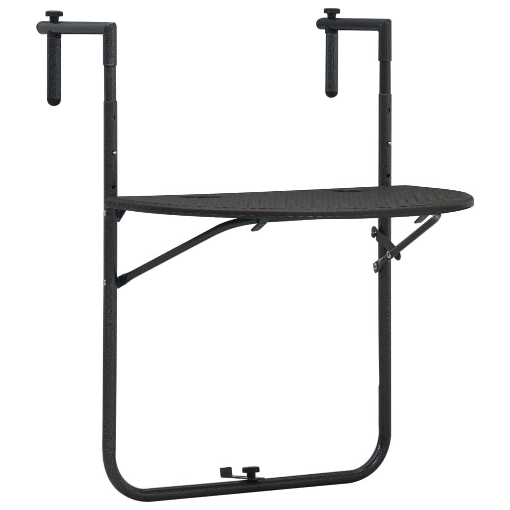 Hanging Balcony Table Brown 23.6"x25.2"x32.9" Plastic Rattan Look at Set Shop and Smile