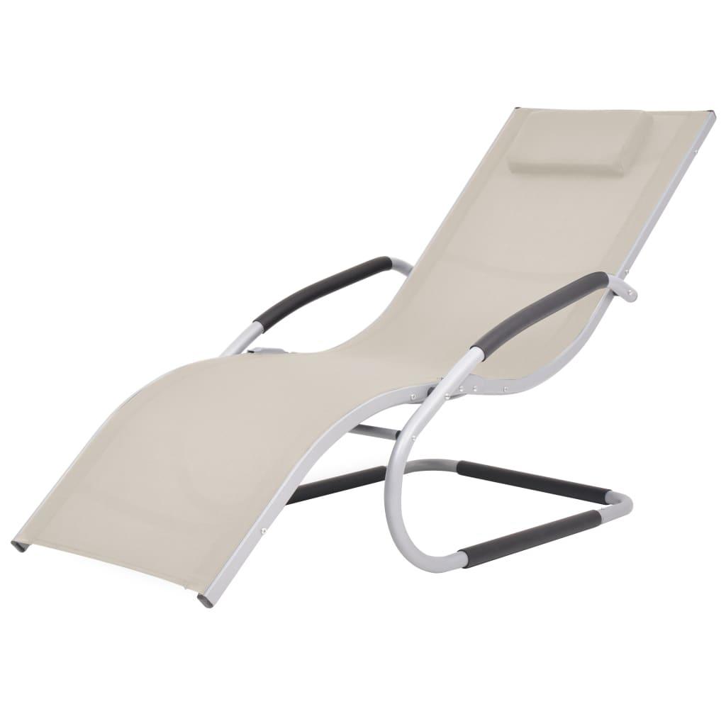 Sun Lounger with Pillow Aluminum and Textilene Cream at Set Shop and Smile