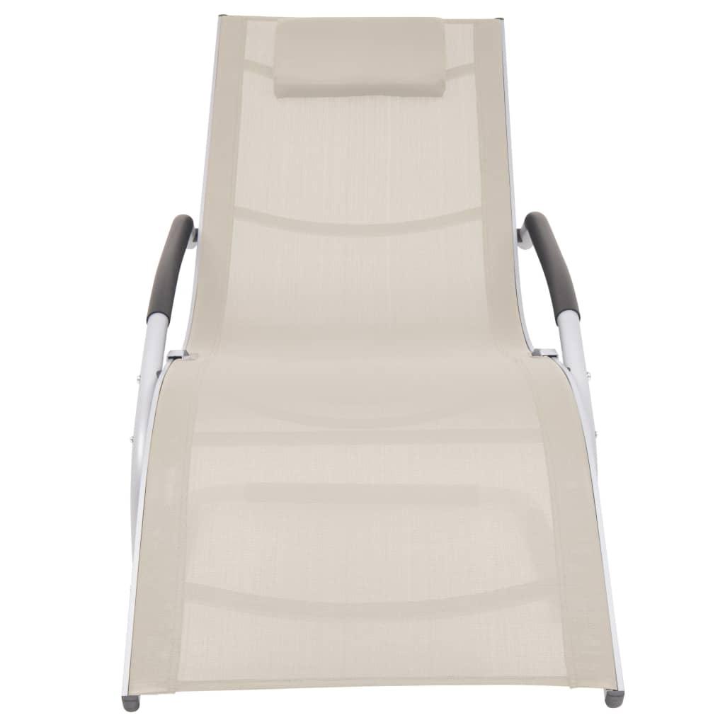 Sun Lounger with Pillow Aluminum and Textilene Cream at Set Shop and Smile