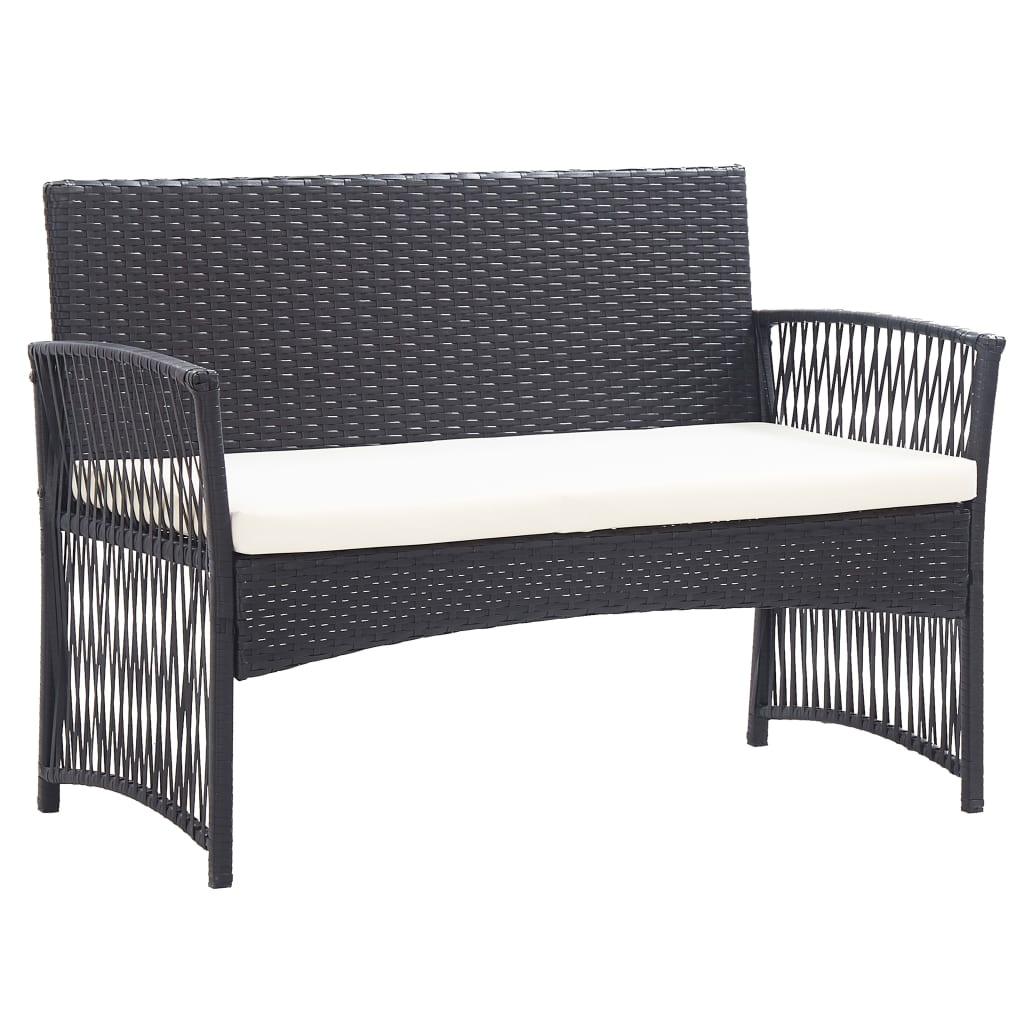 4 Piece Patio Lounge Set with Cushion Poly Rattan Black at Set Shop and Smile