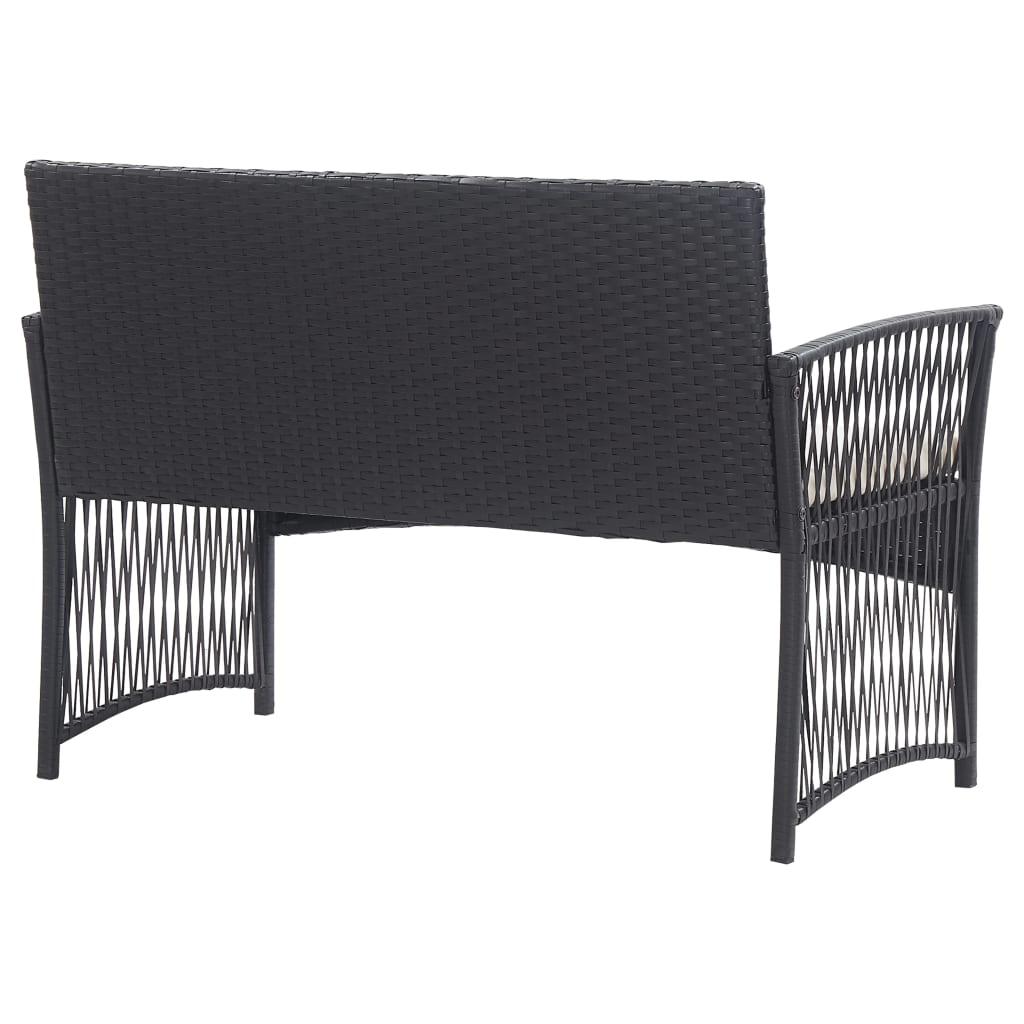 4 Piece Patio Lounge Set with Cushion Poly Rattan Black at Set Shop and Smile
