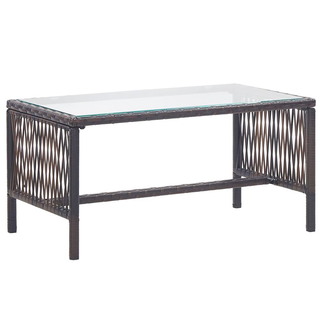 4 Piece Patio Lounge Set with Cushion Poly Rattan Brown at Set Shop and Smile