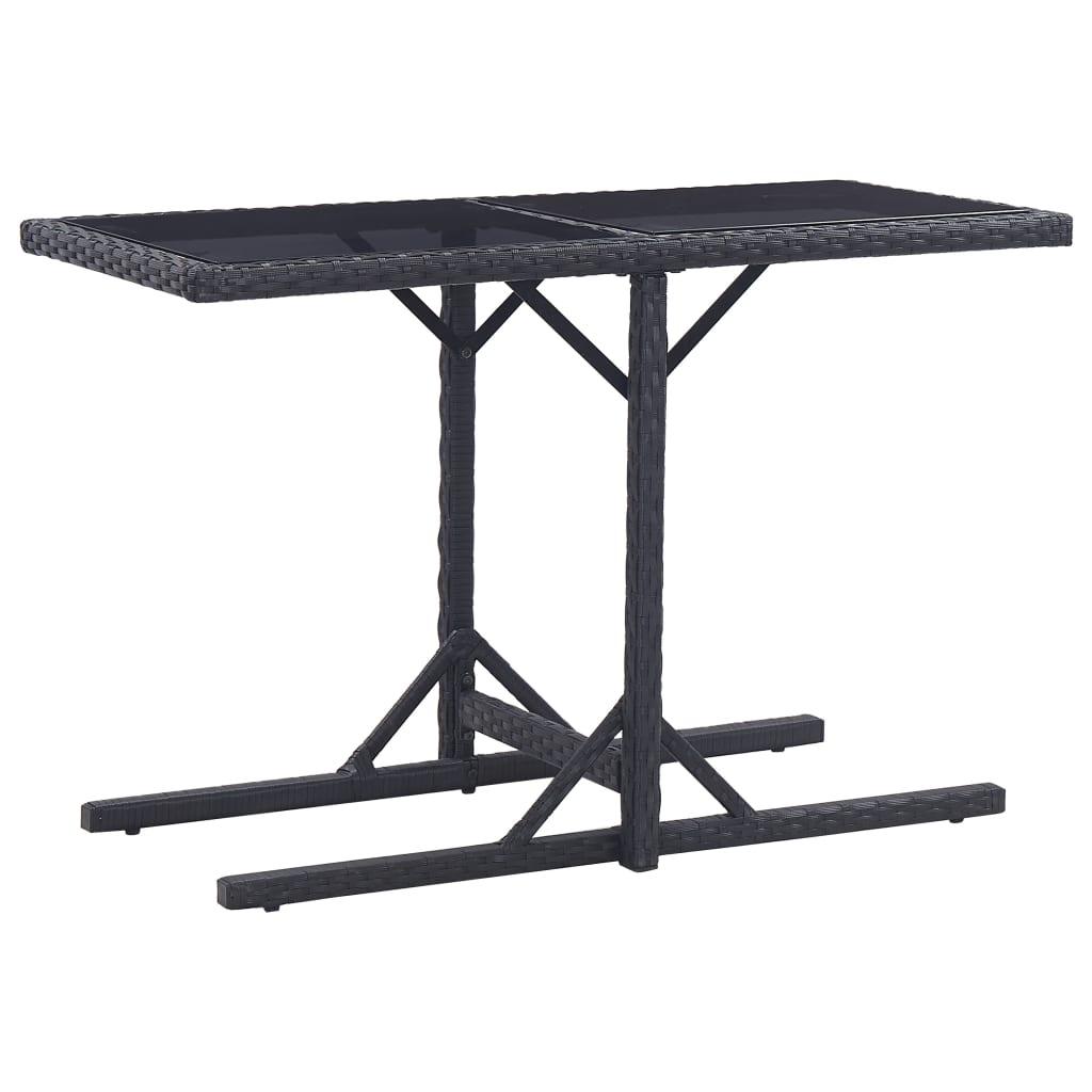 Patio Table Black 43.3"x20.9"x28.3" Glass and Poly Rattan at Set Shop and Smile