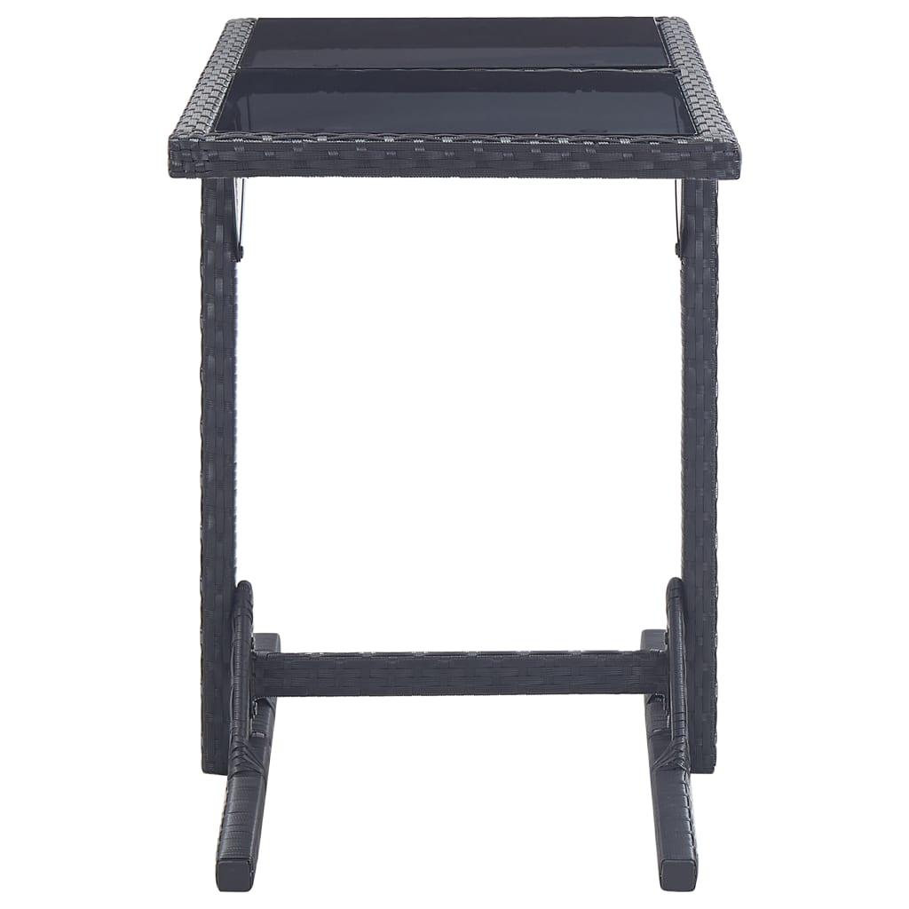 Patio Table Black 43.3"x20.9"x28.3" Glass and Poly Rattan at Set Shop and Smile