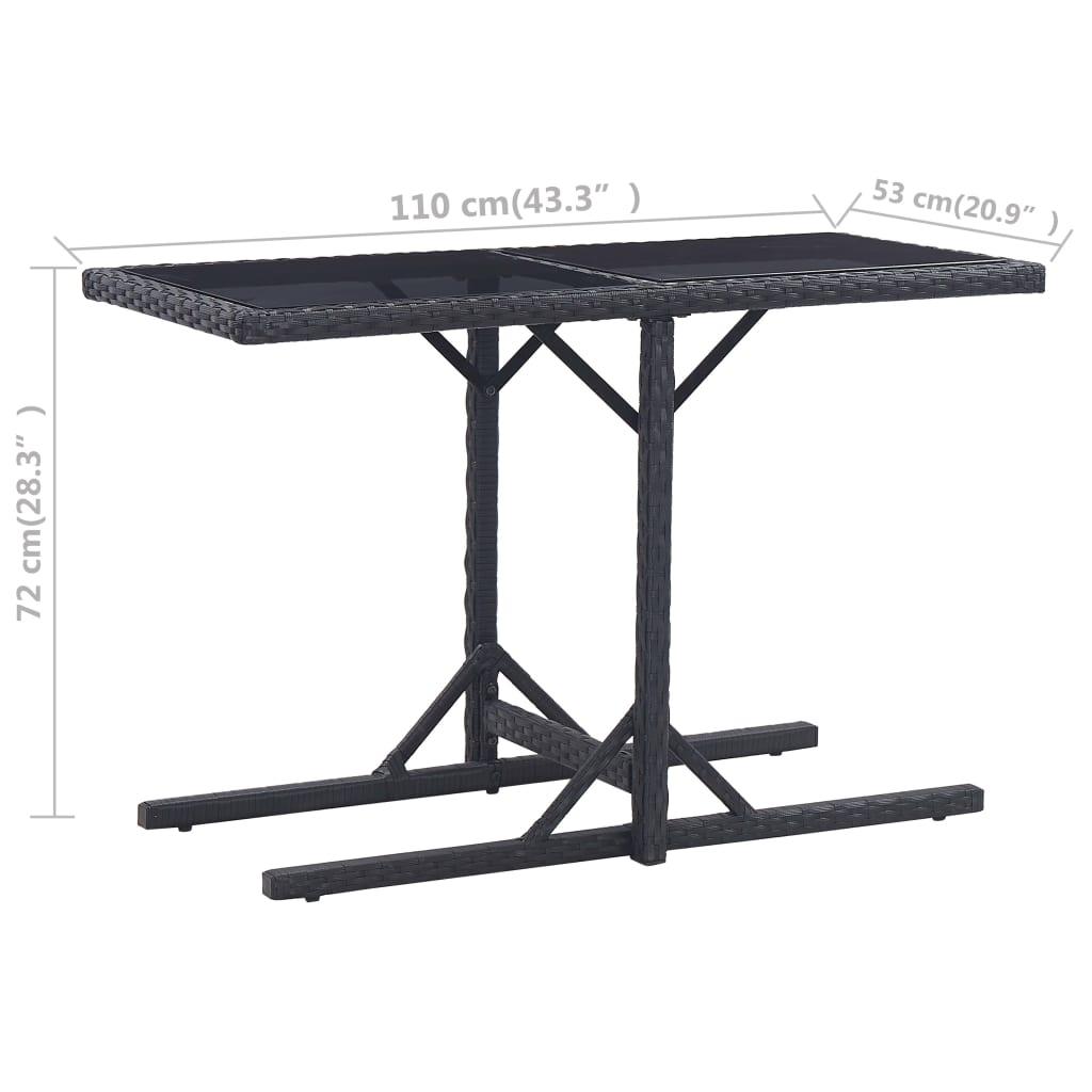 Patio Table Black 43.3"x20.9"x28.3" Glass and Poly Rattan at Set Shop and Smile