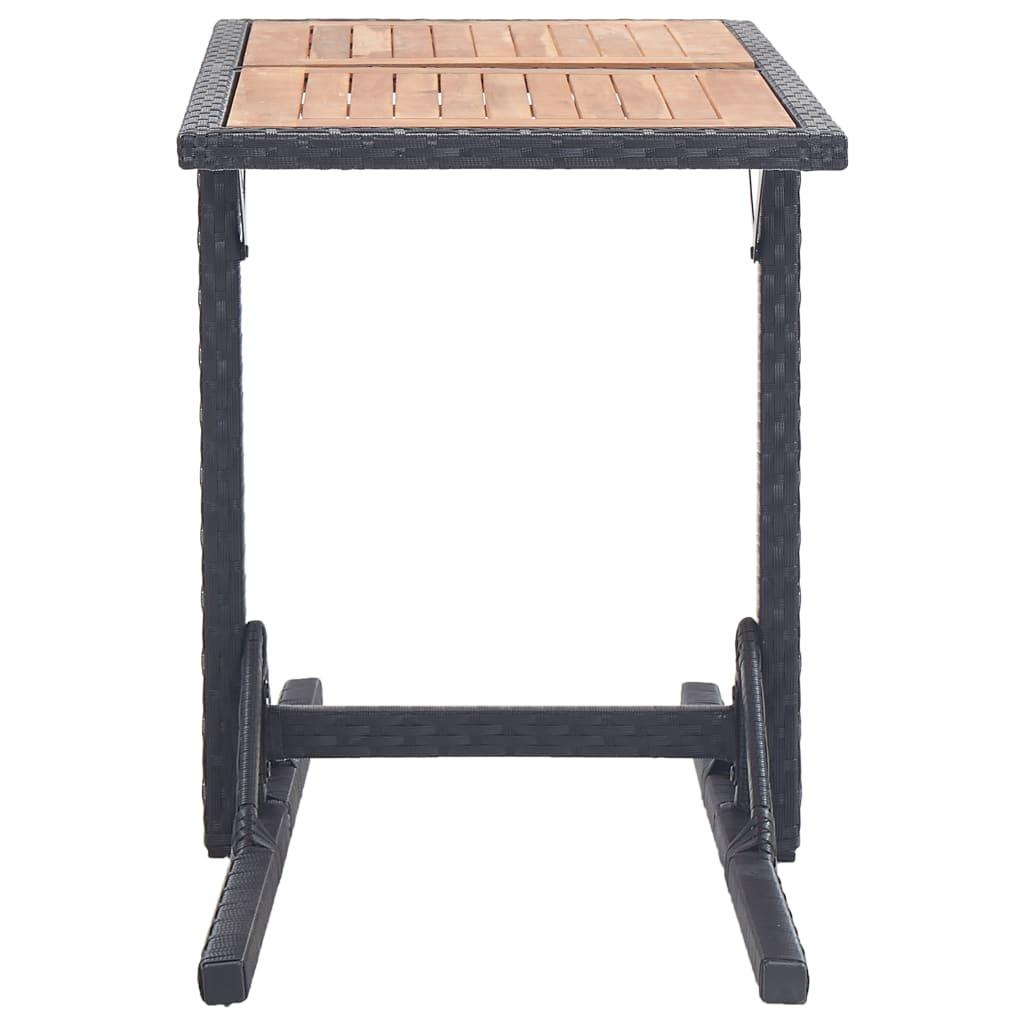 Patio Table Black Solid Acacia Wood and Poly Rattan at Set Shop and Smile