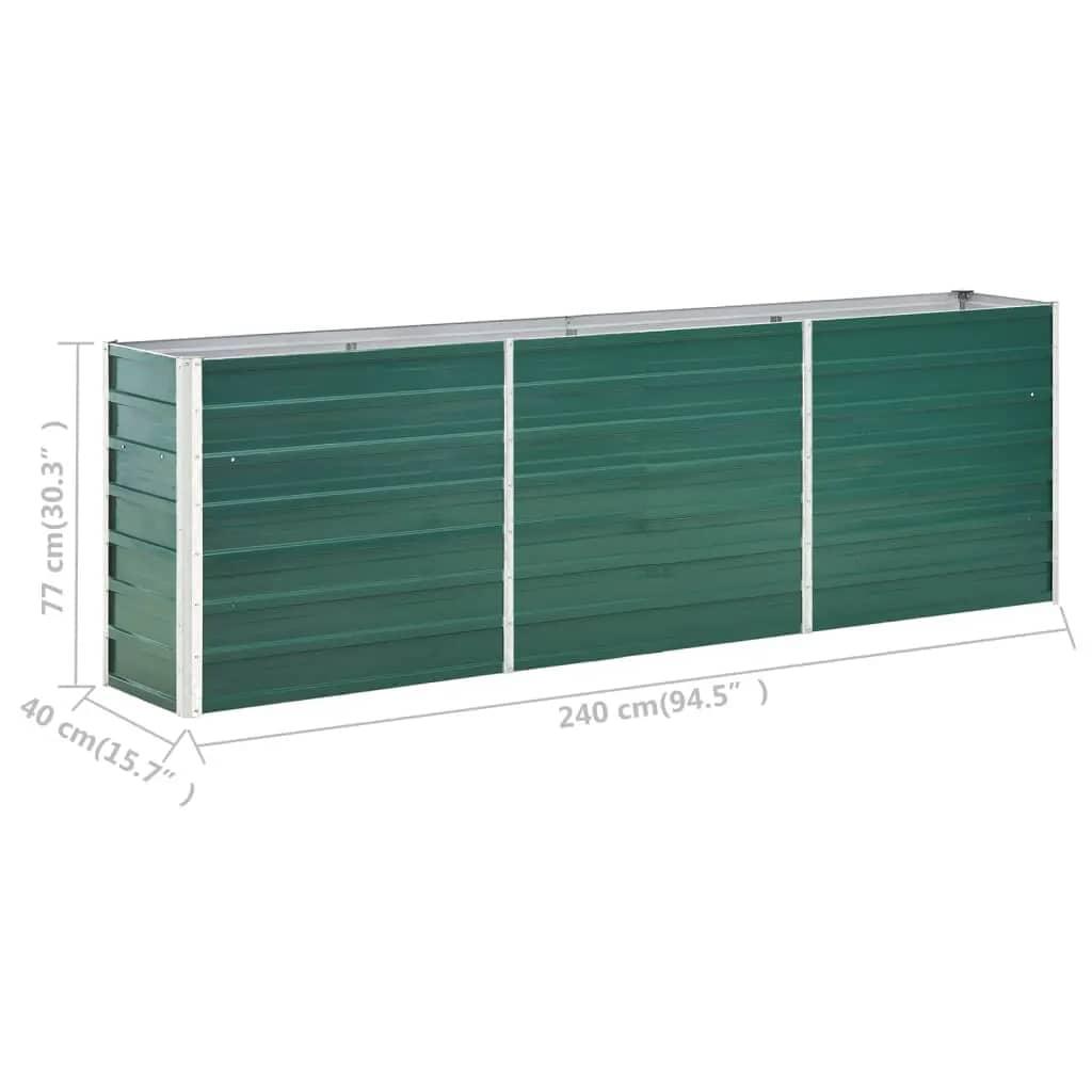 Garden Raised Bed Galvanized Steel 94.5"x15.7"x30.3" Green at Set Shop and Smile