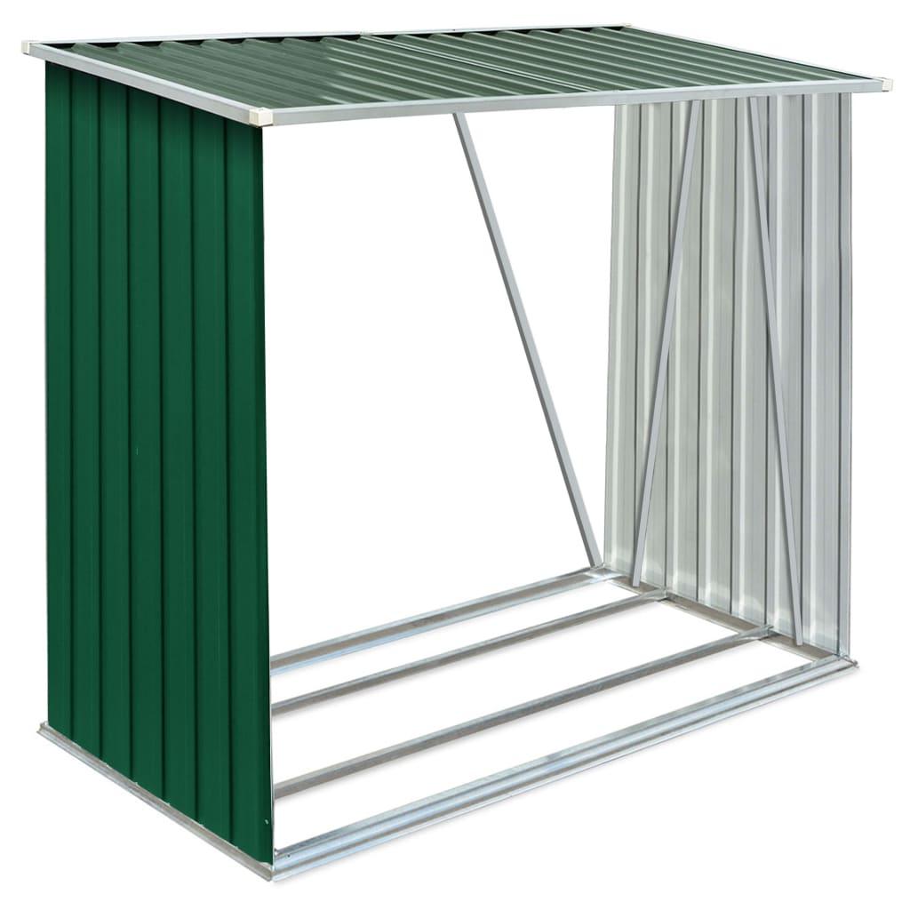 Garden Log Storage Shed Galvanized Steel 64.2"x32.7"x60.6" Green at Set Shop and Smile