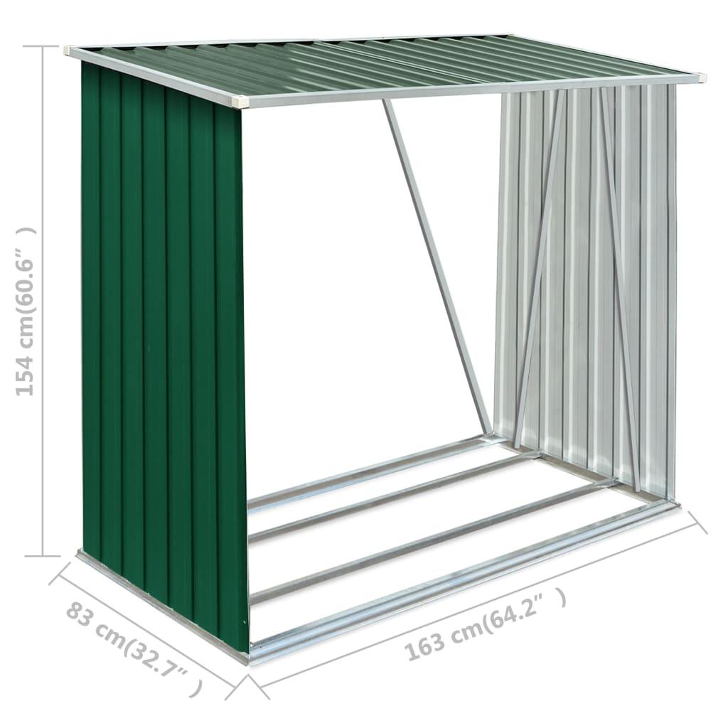 Garden Log Storage Shed Galvanized Steel 64.2"x32.7"x60.6" Green at Set Shop and Smile