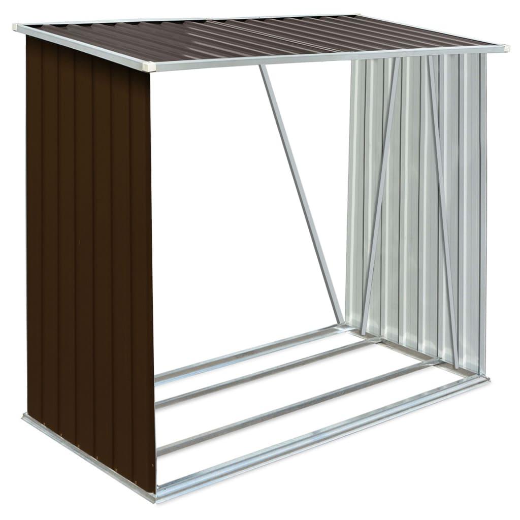 Garden Log Storage Shed Galvanized Steel 64.2"x32.7"x60.6" Brown at Set Shop and Smile