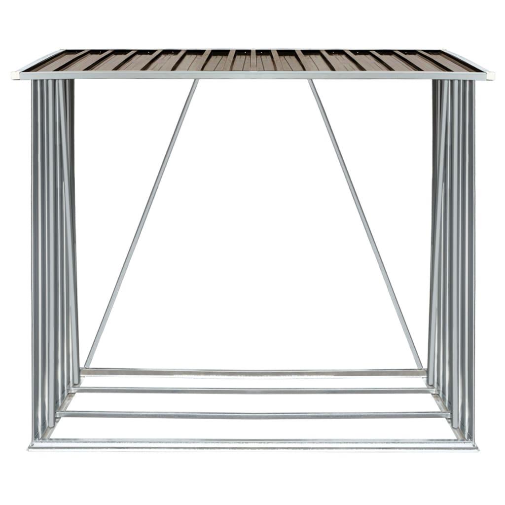 Garden Log Storage Shed Galvanized Steel 64.2"x32.7"x60.6" Brown at Set Shop and Smile