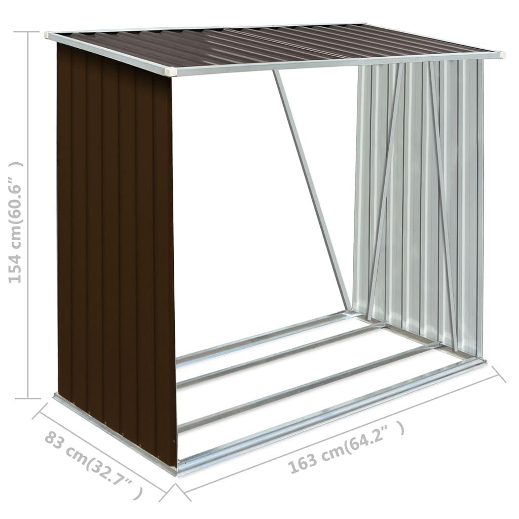 Garden Log Storage Shed Galvanized Steel 64.2"x32.7"x60.6" Brown at Set Shop and Smile