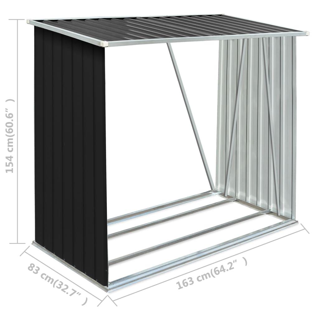 Garden Log Storage Shed Galvanized Steel 64.2"x32.7"x60.6" Anthracite at Set Shop and Smile