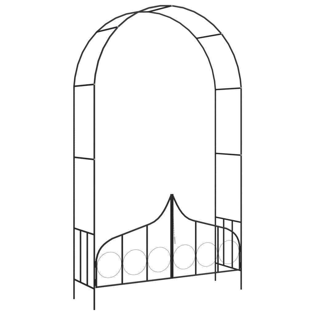 Garden Arch with Gate Black 54.3"x15.7"x93.7" Iron at Set Shop and Smile